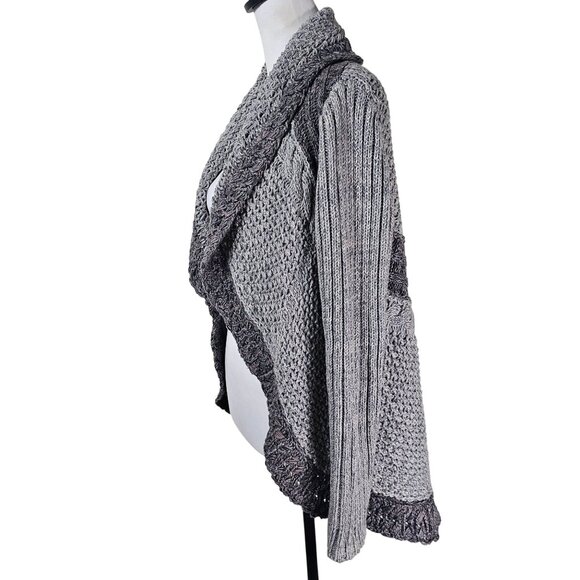 Gray Women's Open Front Cardigan Sweater - Picture 2 of 11